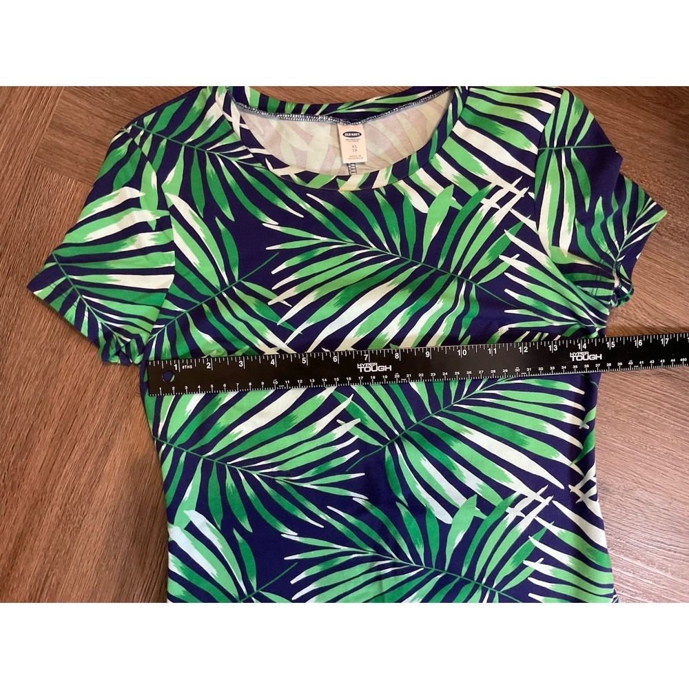 Old Navy Tropical Stretch Dress Blue Green XS Floral Cruise Beach Travel Boho - Picture 6 of 7
